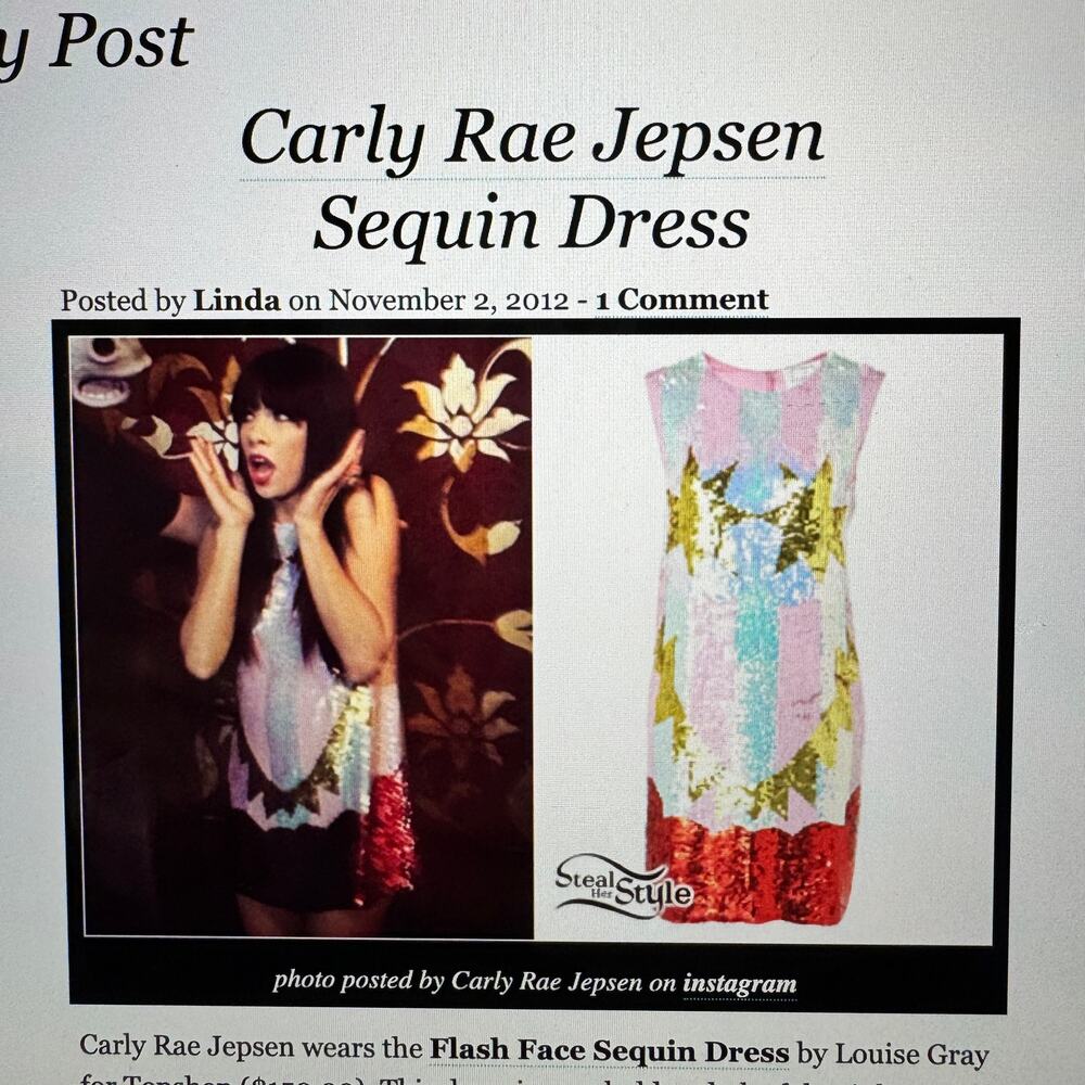 Top Shop Louise Gray Flash Face Sequin Mini Dress Vogue Women's Size 2 - Picture 2 of 11